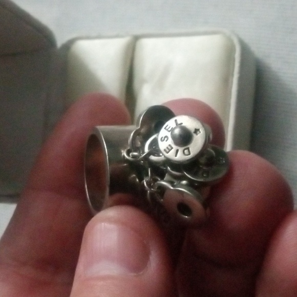 Silver 925 Diesel Ring with Engraved Rivets - Picture 5 of 7